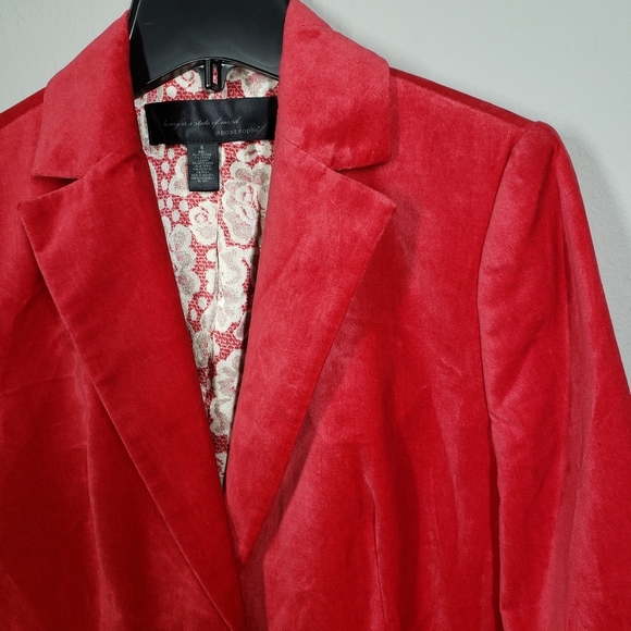 Apostrophe Red Velvet Fully Lined One Button Front Blazer Size 6 - Picture 2 of 10
